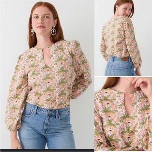 J. Crew x Liberty London 🌸 keyhole popover top in Butterfield Poppy cotton Sz S